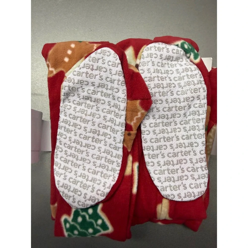 Carters Child of Mine 4T Red Gingerbread Fleece Footed Pajama Christmas Sleeper